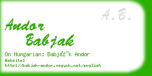 andor babjak business card